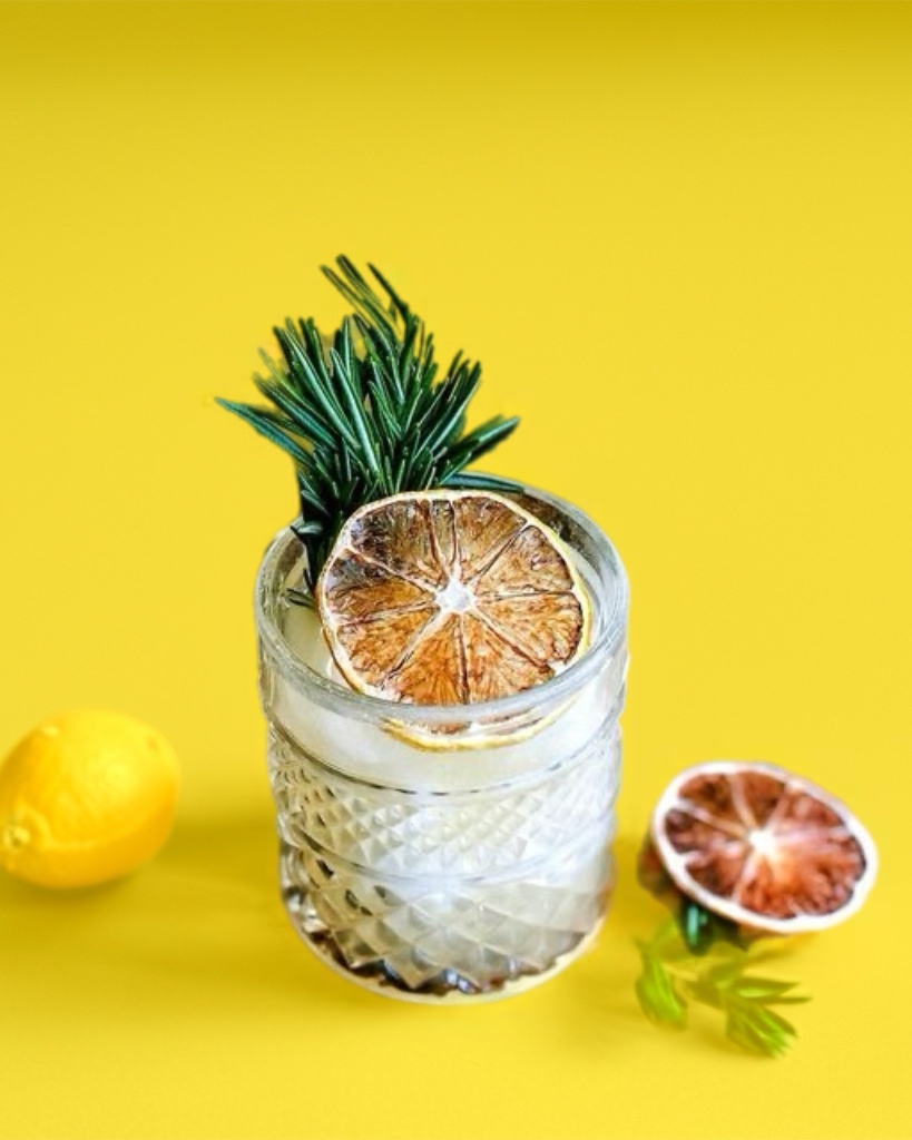 Image of a Cocktail with Dehydrated Slices of Lemon